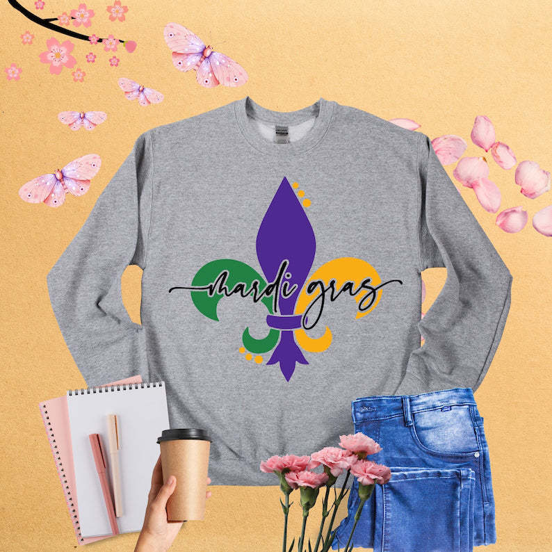 Fleur De Lis Mardi Gras Sweatshirt-carlalin