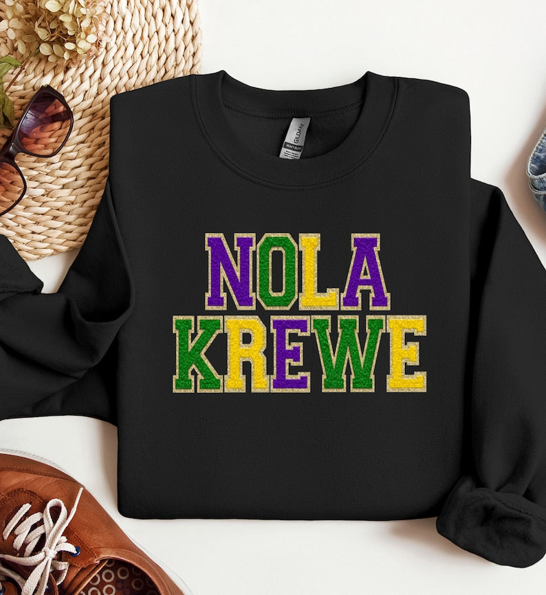 NOLA Krewe Faux Chenille Sweatshirt-carlalin