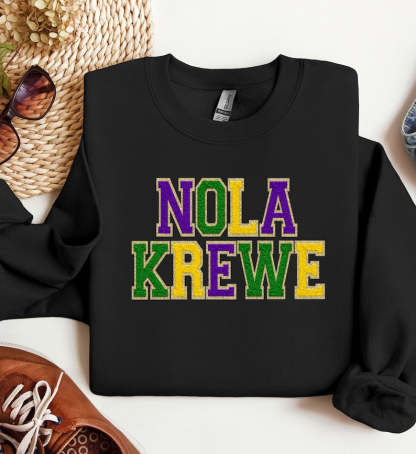 NOLA Krewe Faux Chenille Sweatshirt-carlalin