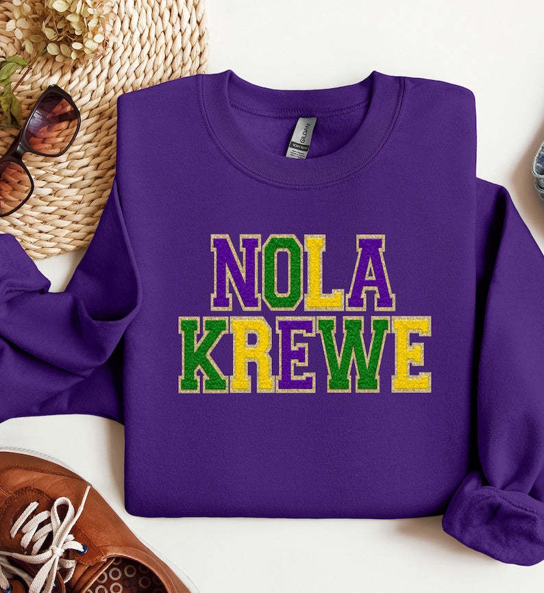 NOLA Krewe Faux Chenille Sweatshirt-carlalin