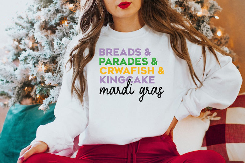 Beads Parades Crawfish Kingcake Mardi Grag Sweater-carlalin