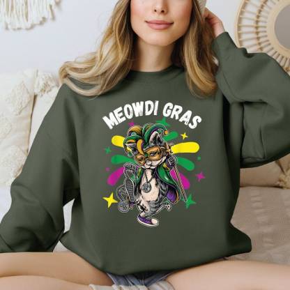 Mardi Gras Cat Sweatshirt-carlalin