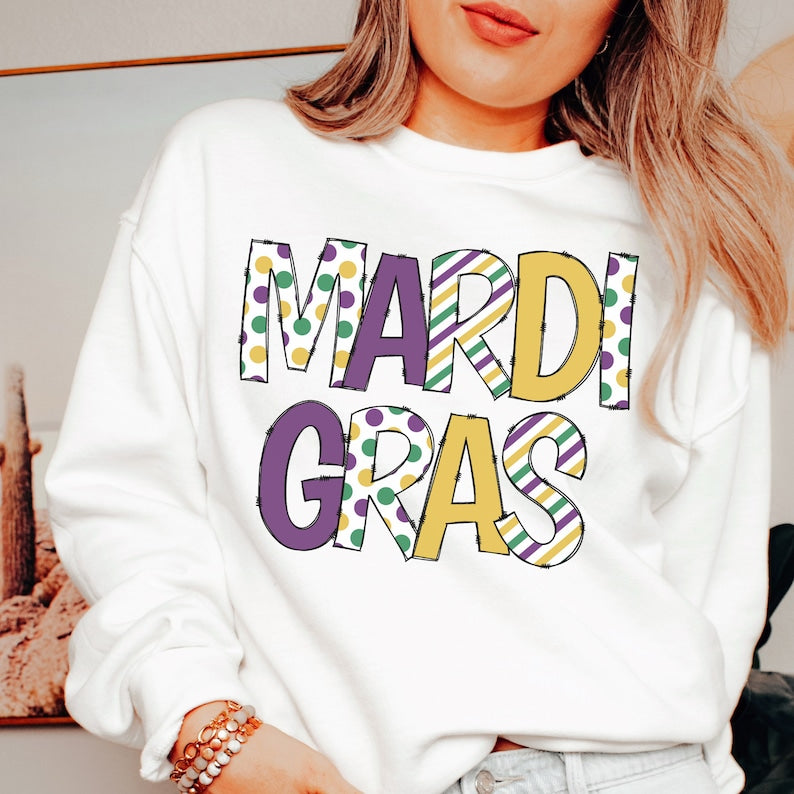 Boutique style Mardi Gras Sweatshirt-carlalin