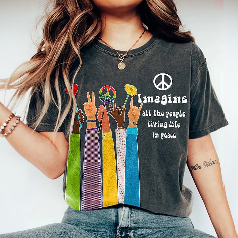 Imagine All The People Living Life In Peace T-Shirt