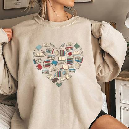 Book Heart Sweatshirt-carlalin