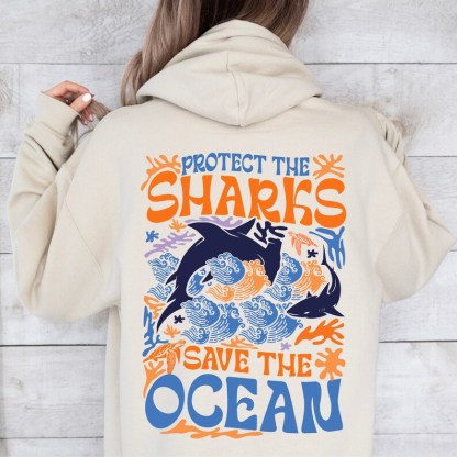 Aesthetic 'Protect the Sharks, Save the Ocean' Hoodie 