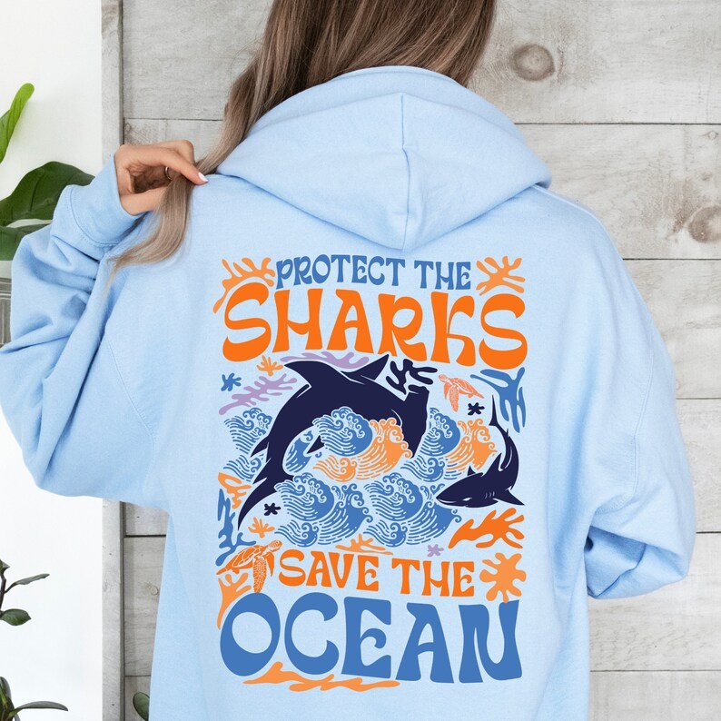 Aesthetic 'Protect the Sharks, Save the Ocean' Hoodie 