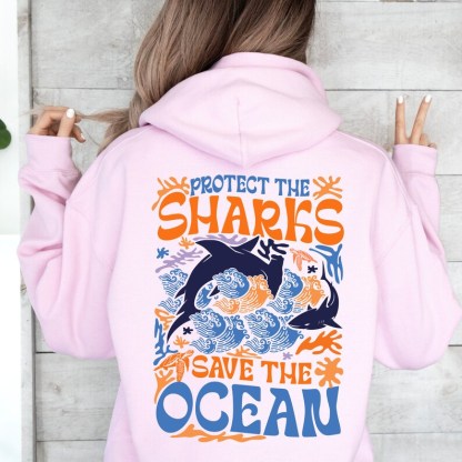 Aesthetic 'Protect the Sharks, Save the Ocean' Hoodie 