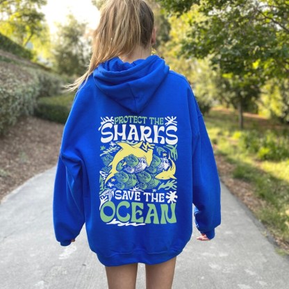 Aesthetic 'Protect the Sharks, Save the Ocean' Hoodie 