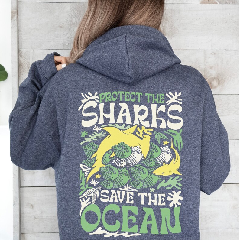 Aesthetic 'Protect the Sharks, Save the Ocean' Hoodie 