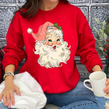 Retro Pink Santa Sweatshirt-carlalin