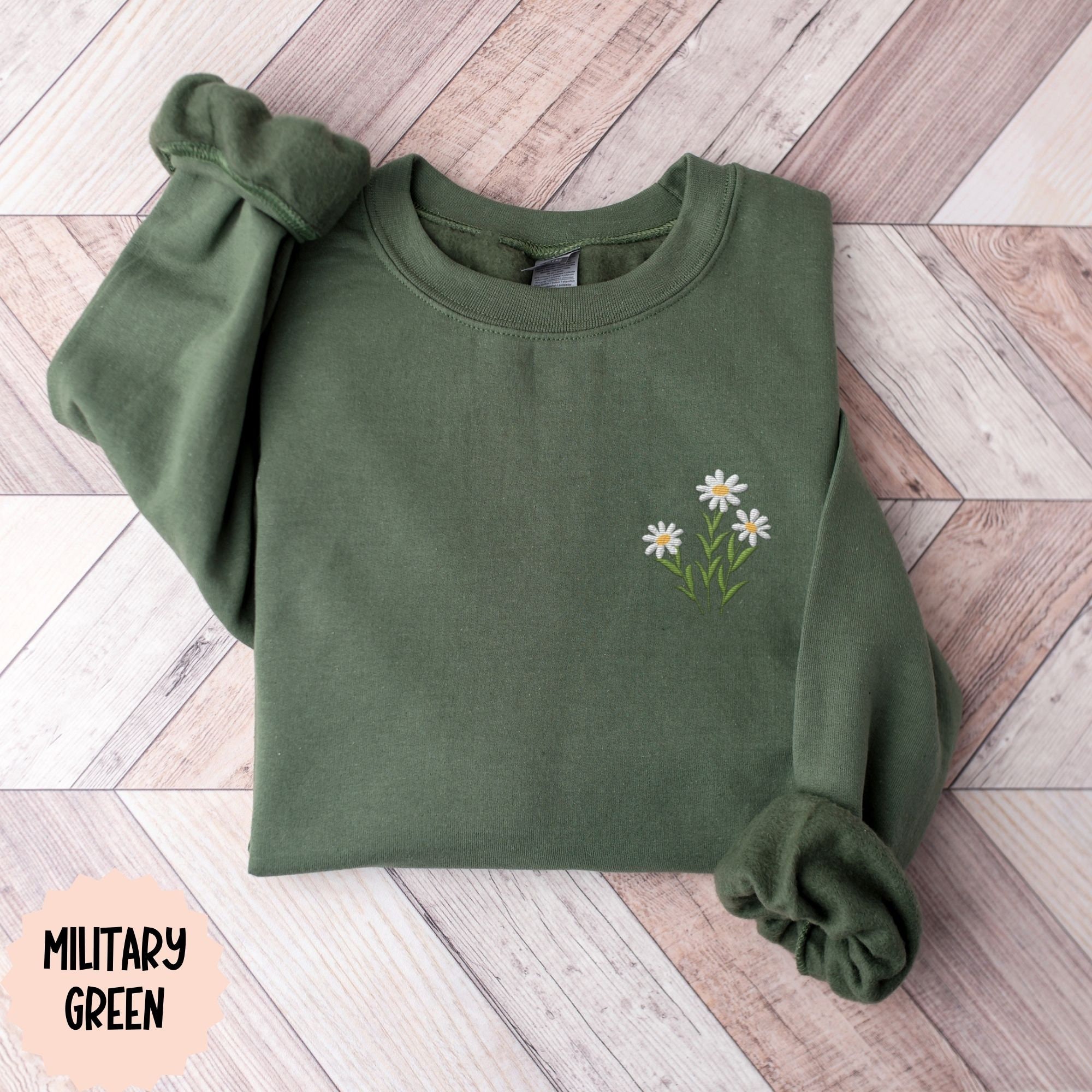 Embroidered Floral Daisy Sweatshirt