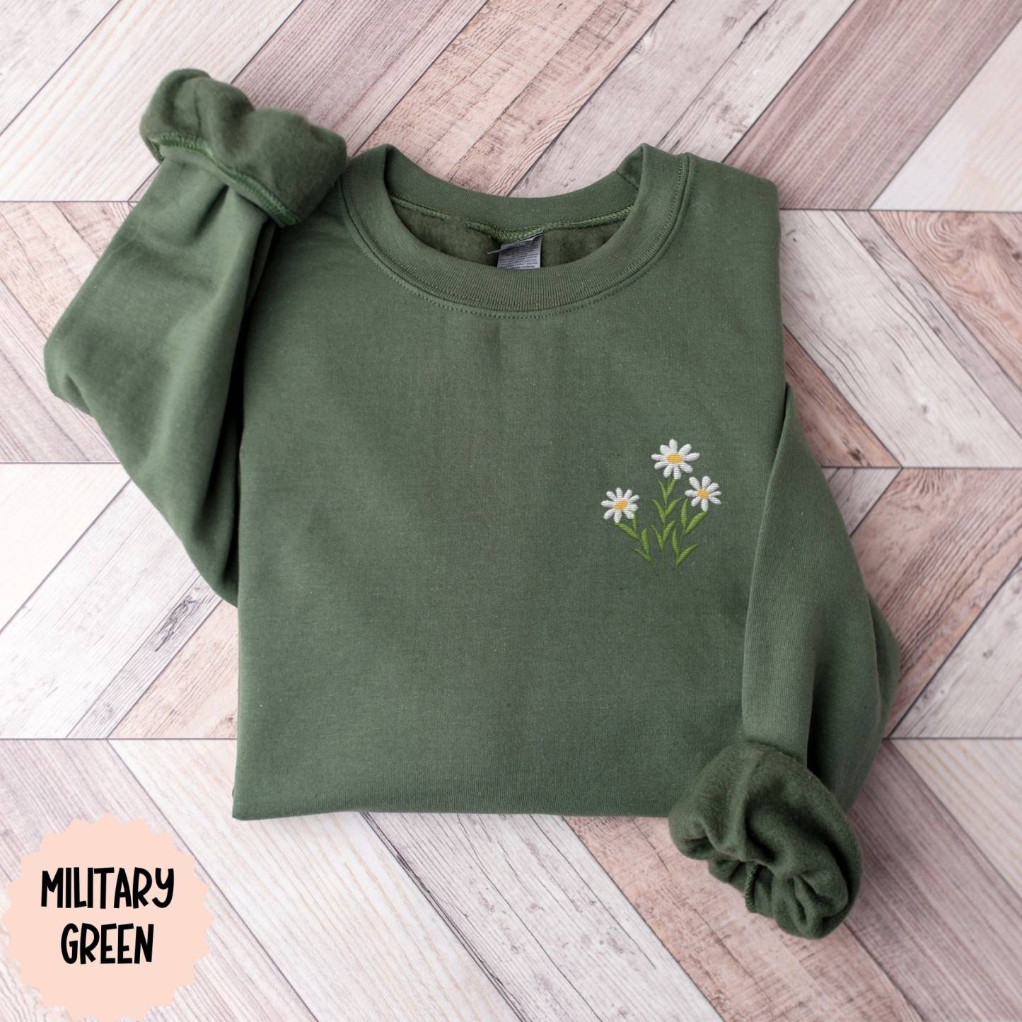 Embroidered Floral Daisy Sweatshirt