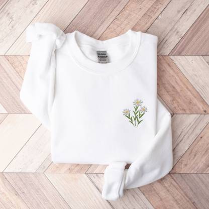 Embroidered Floral Daisy Sweatshirt