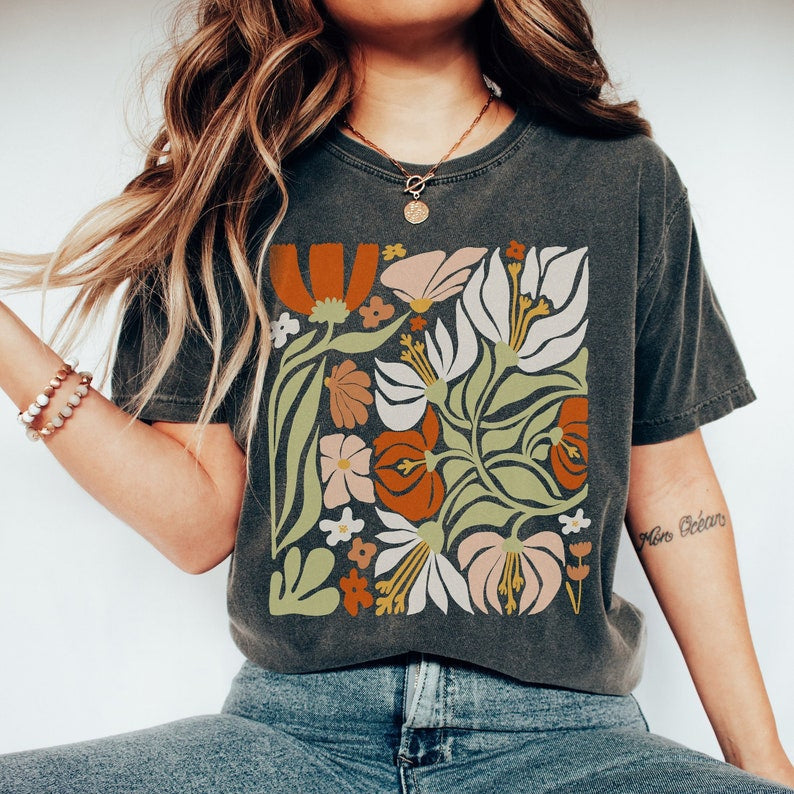 Boho Wildflowers Shirt Vintage Floral Tee-carlalin