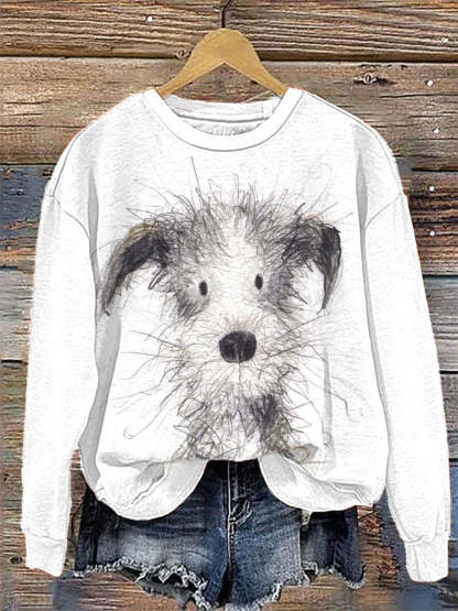 Hand-Painted Art painting Funny Dog Print Casual Cozy Sweatshirt-carlalin