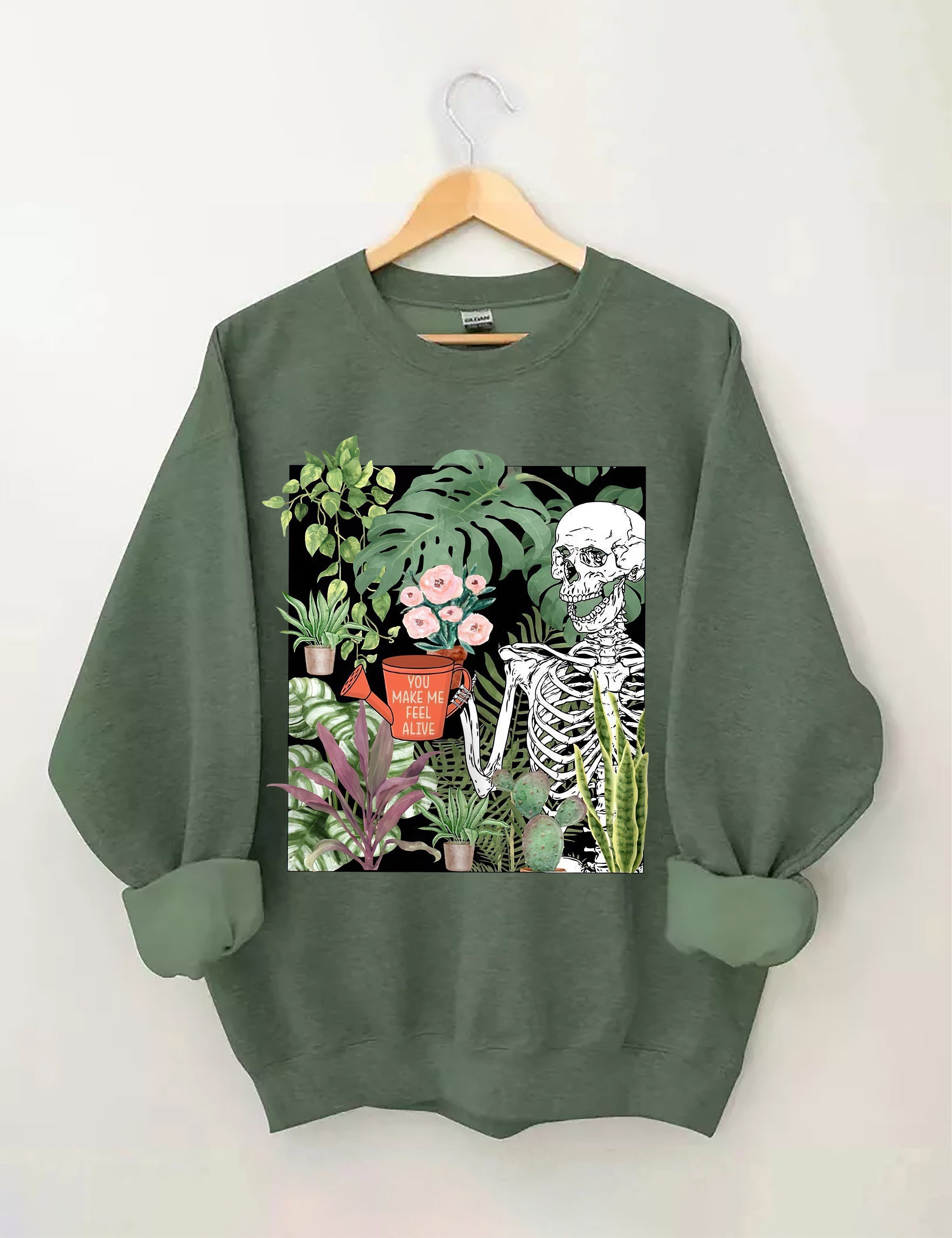 You Make Me Feel Alive Plant Sweatshirt-carlalin