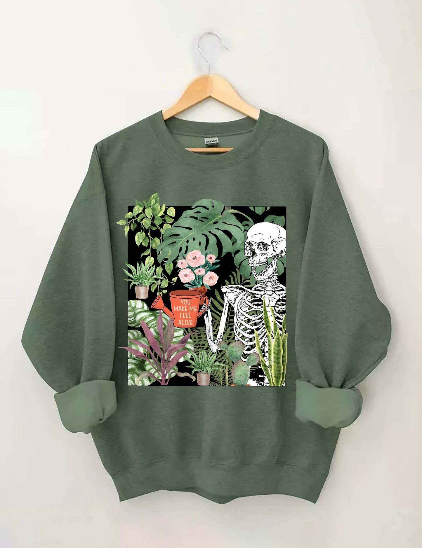 You Make Me Feel Alive Plant Sweatshirt-carlalin