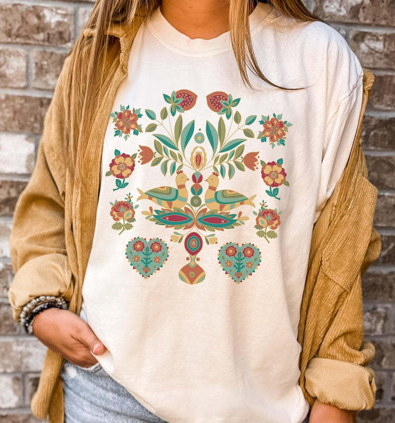Scandinavian Folk Art Bird Shirt-carlalin