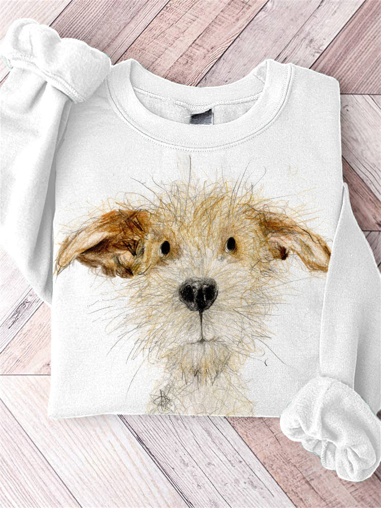 Art painting Funny Dog Print Casual Cozy Sweatshirt-carlalin