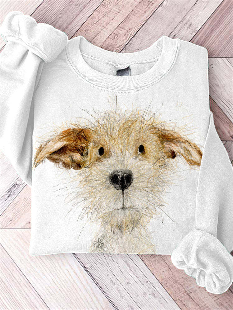 Art painting Funny Dog Print Casual Cozy Sweatshirt-carlalin