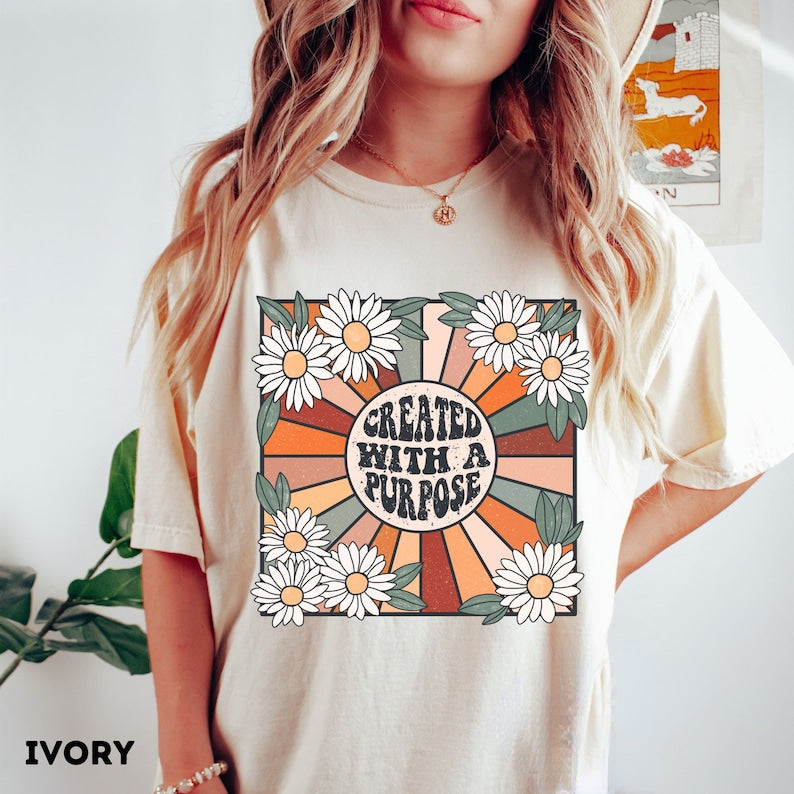 Here Comes the Sun Boho Flower T-Shirt-carlalin