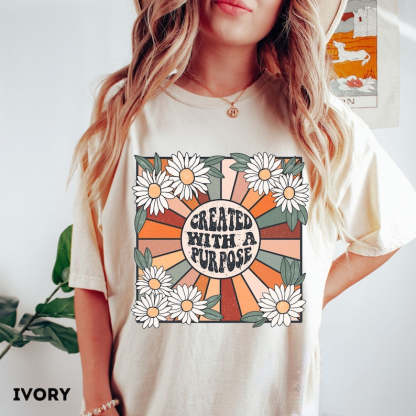Here Comes the Sun Boho Flower T-Shirt-carlalin