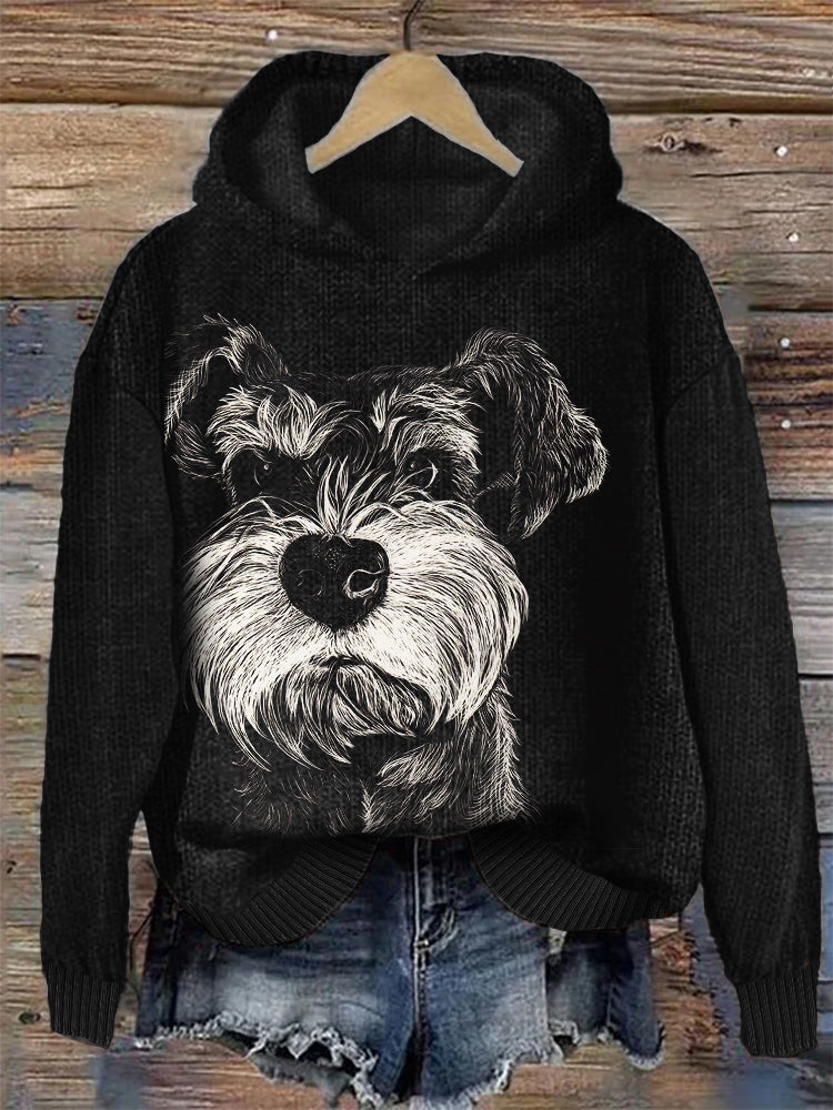 Lovely Fuzzy Dog Cozy Knit Hoodie-carlalin