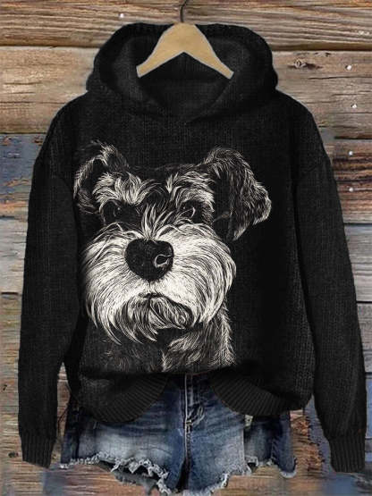 Lovely Fuzzy Dog Cozy Knit Hoodie-carlalin