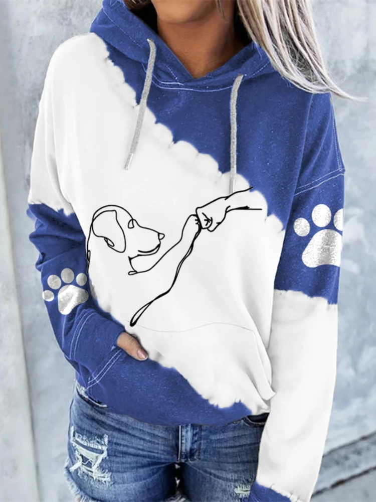 Dog High Five Print Hoodie-carlalin