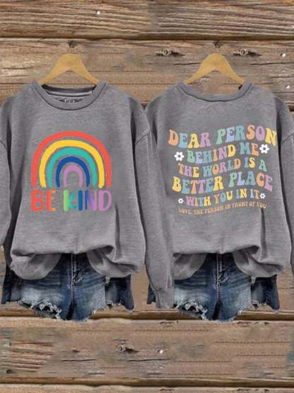 Women'S Casual Be Kind Printed Long Sleeve Sweatshirt-carlalin