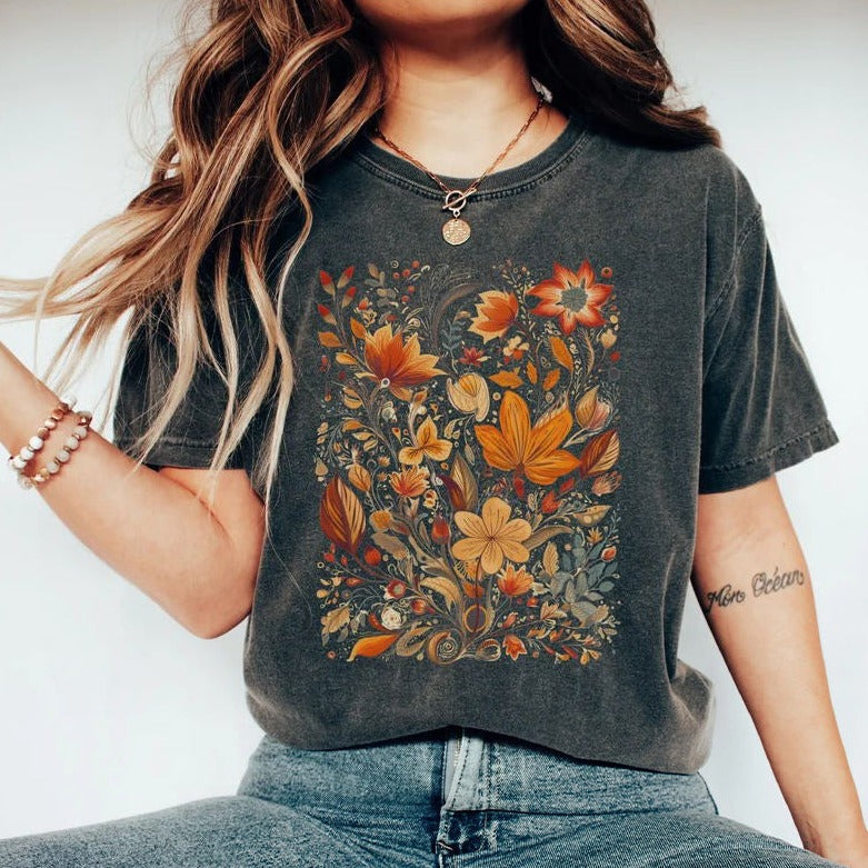 Rustic Watercolor Floral Nature Botanical shirt-carlalin