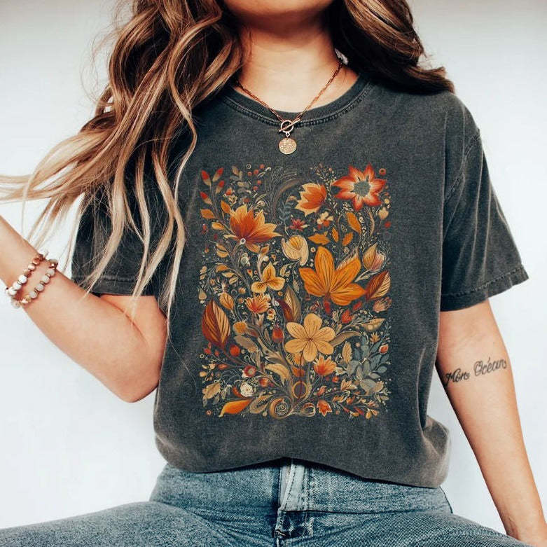 Rustic Watercolor Floral Nature Botanical shirt-carlalin