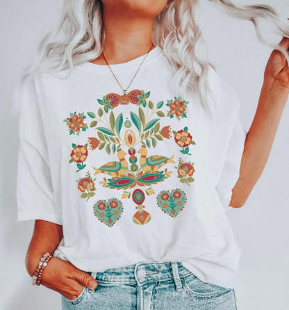 Scandinavian Folk Art Bird Shirt-carlalin