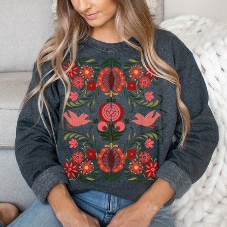 Scandinavian Folk Art Sweatshirt-carlalin