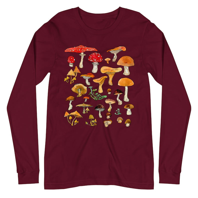 Forest Fungi Long Sleeve Shirt Mushrooms Tshirt-carlalin