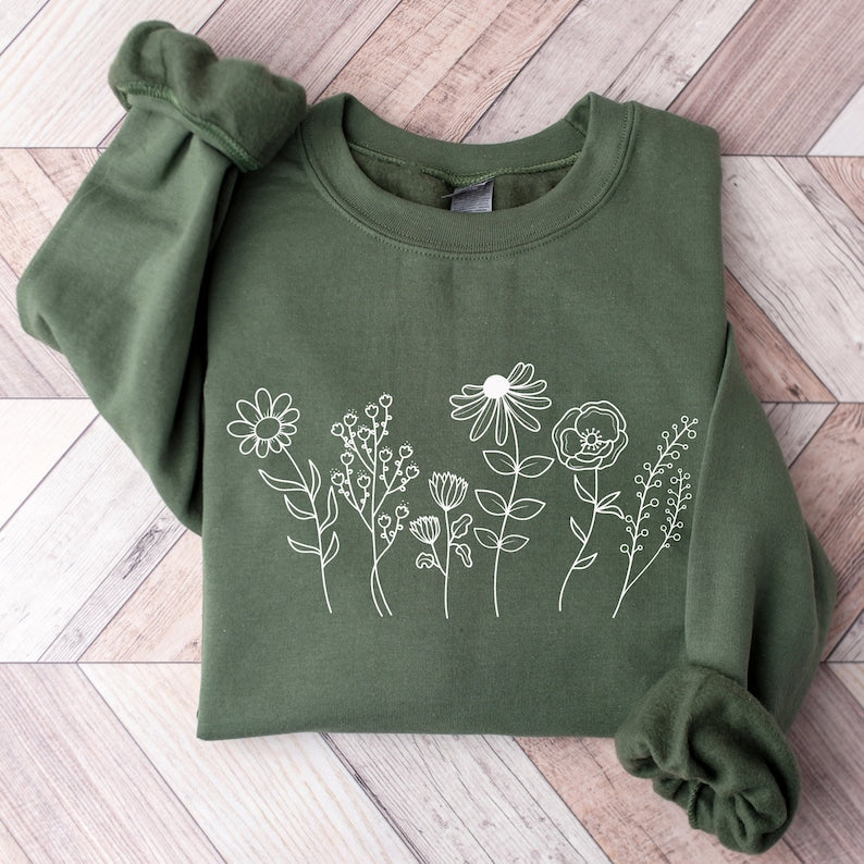 Flower Sweatshirt Botanical Wildflower Sweatshirt-carlalin