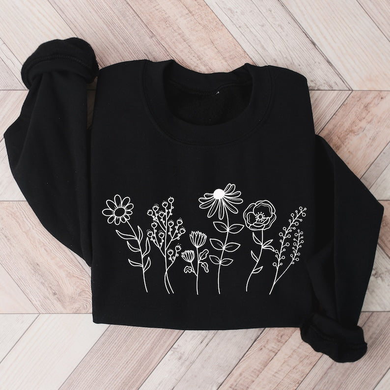 Flower Sweatshirt Botanical Wildflower Sweatshirt-carlalin