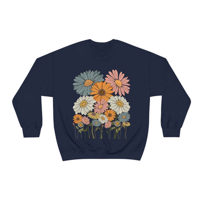 Retro Daisies Flower Sweatshirt-carlalin
