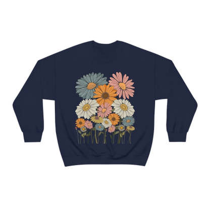 Retro Daisies Flower Sweatshirt-carlalin
