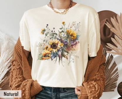 Sunflower Shirt Floral Tee Shirt-carlalin