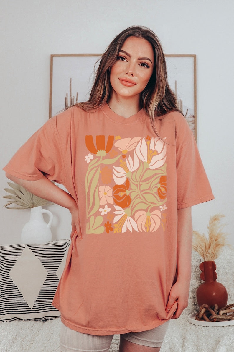 Boho Wildflowers Shirt Vintage Floral Tee-carlalin