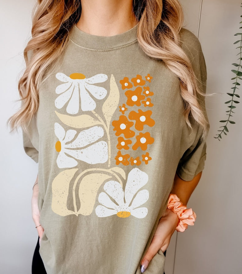 Flowers Tshirt Boho Floral T Shirt-carlalin