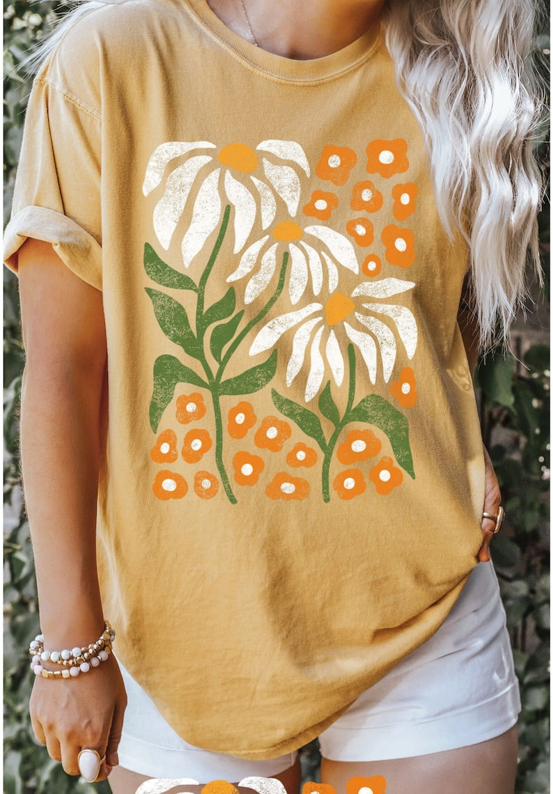 Flowers Tshirt Boho Floral Tshirt Shirt-carlalin