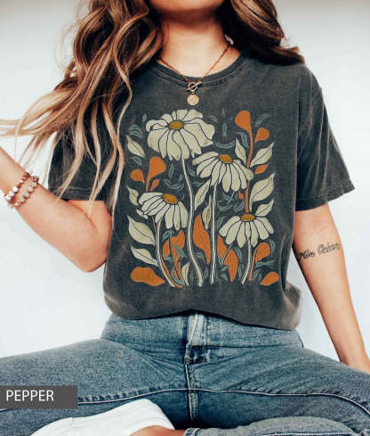 WildFlower Daisy Tshirt Retro Flower Shirt-carlalin