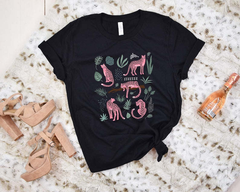Pink Leopard Shirt Womens Animal Lover Tshirt-carlalin