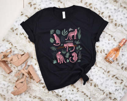 Pink Leopard Shirt Womens Animal Lover Tshirt-carlalin