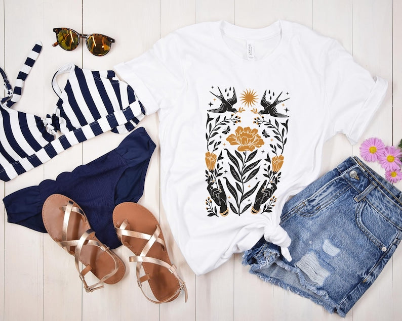 Boho Wildflowers Shirt Flowers Lover Tshirt-carlalin