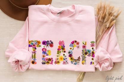 Pressed Flowers TEACH Sweatshirt Teacher Sweatshirt-carlalin