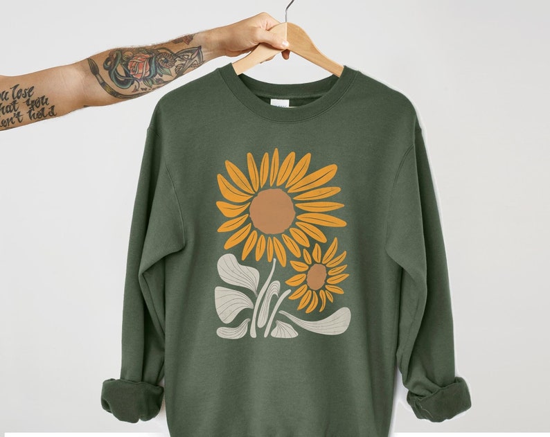 Sunflower Sweatshirt Boho Wildflower Sweatshirt-carlalin
